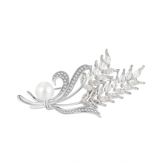 Buy Center Wheat Style Flower Brooch - Elegant Copper Decoration - Buy Center