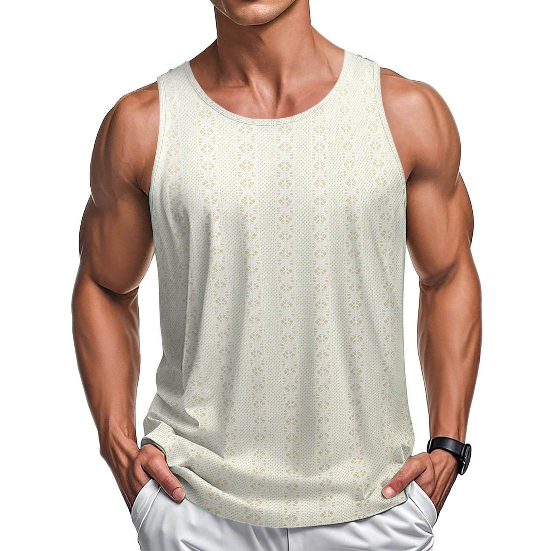 Casual Beach Style Round Neck Vest - Loose Fit in Khaki, White, Black - Buy Center