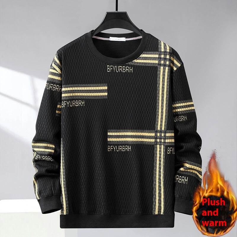 Men's Striped Fleece-Lined Sweater - Cozy Fit for Winter Style 2025 - Buy Center