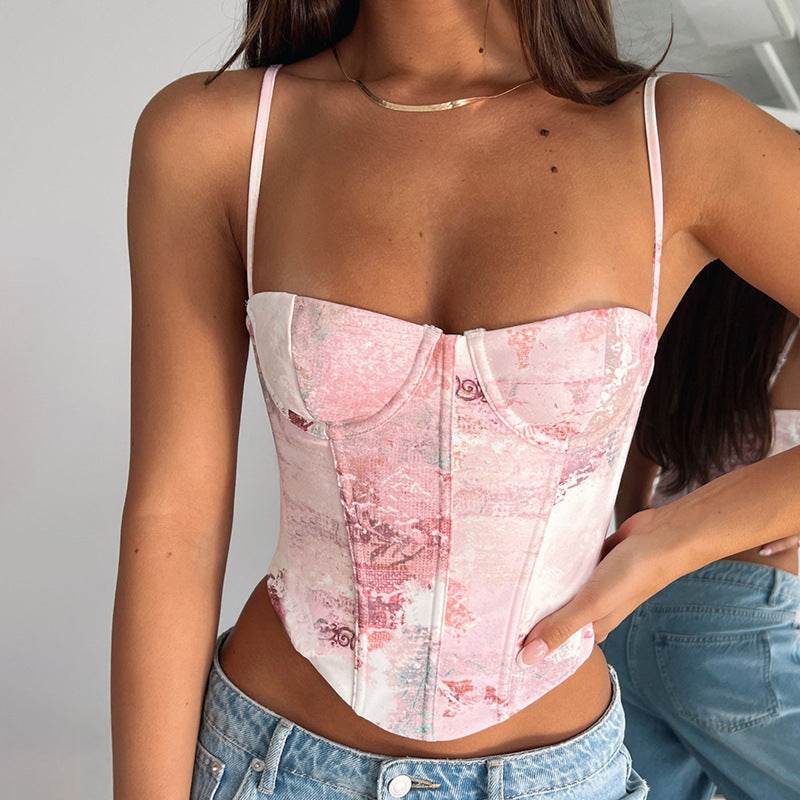 Buycenter Women's Sling Top - Printed Hot Girl Belt, Floral Pattern - Buy Center