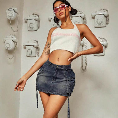 Buycenter Cargo Pocket Denim Skirt - A-Line Short Skirt for All Sizes - Buy Center