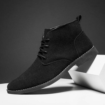 Retro British Men's Business Boots - Stylish PU Leather High Tops - Buy Center