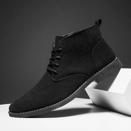 Retro British Men's Business Boots - Stylish PU Leather High Tops - Buy Center