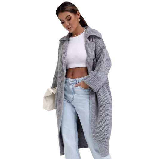 Buycenter Women's Mid-Length Knitted Cardigan - Padded, Pocket Style - Buy Center