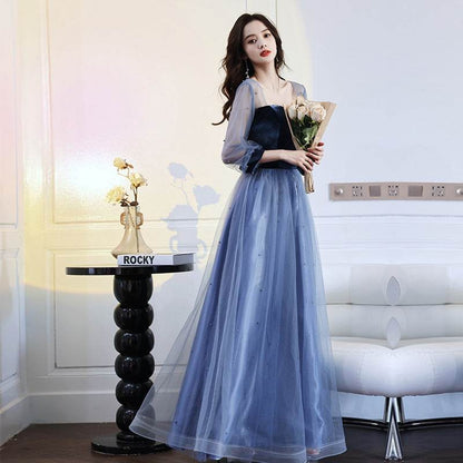 Buycenter Light Blue Velvet A-Line Birthday Dress for Women - Sizes S-3XL - Buy Center