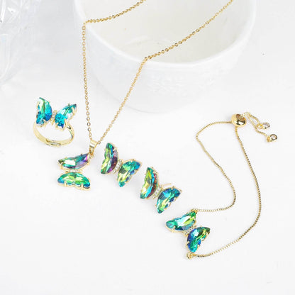 Buycenter Lucky Crystal Butterfly Jewelry Set - Necklace, Earrings & More - Buy Center