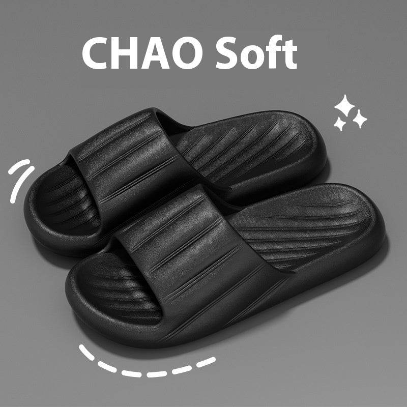 Fashion Solid Color Striped Slippers - Non-slip Thick Bottom for Couples - Buy Center