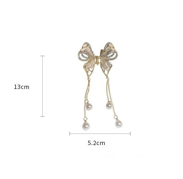 Elegant Golden Pearl Tassel Hairpin - Wedding Hair Jewelry for Women - Buy Center