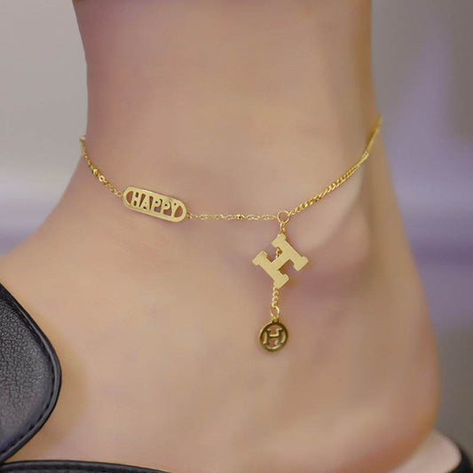 Letter H Titanium Steel Anklet - Stylish Non-Fading Body Jewelry 2025 - Buy Center