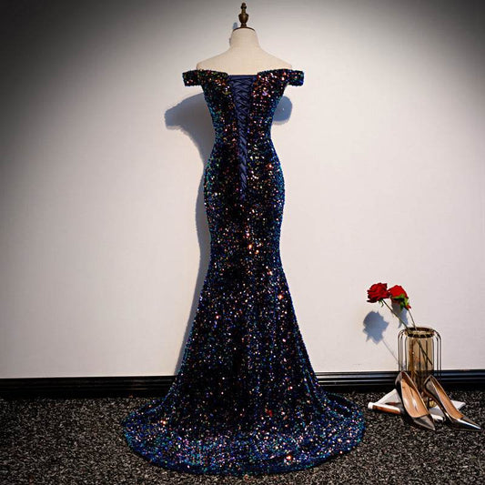 Buycenter Navy Fishtail Sequins Skirt - Elegant Evening Dress for Every Occasion - Buy Center