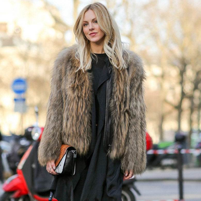 Autumn Real Fur Faux Fur Coat - Trendy Tie-Dye Design for Women - Buy Center