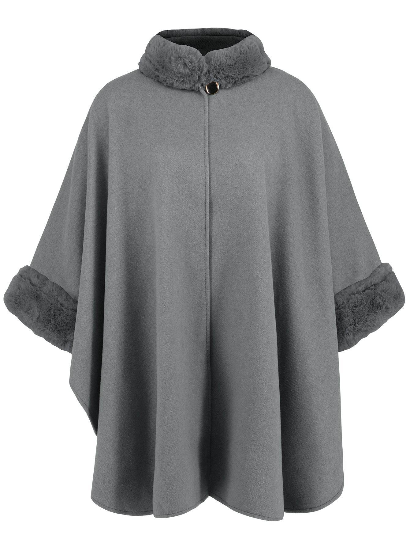 Elegant Women's Fur Collar Coat - Fashionable Mid-Length Trench Cape - Buy Center