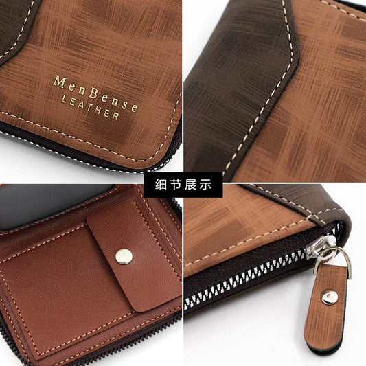 Frosted Men's Short Chain Wallet - Stylish PU Leather Card Holder 2025 - Buy Center