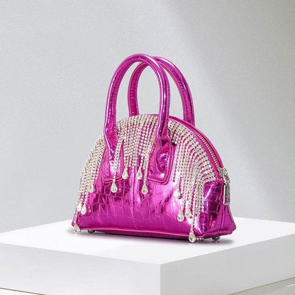 Fashion Shiny Surface Chain Messenger Bag - Stylish Leather Shoulder Bag - Buy Center