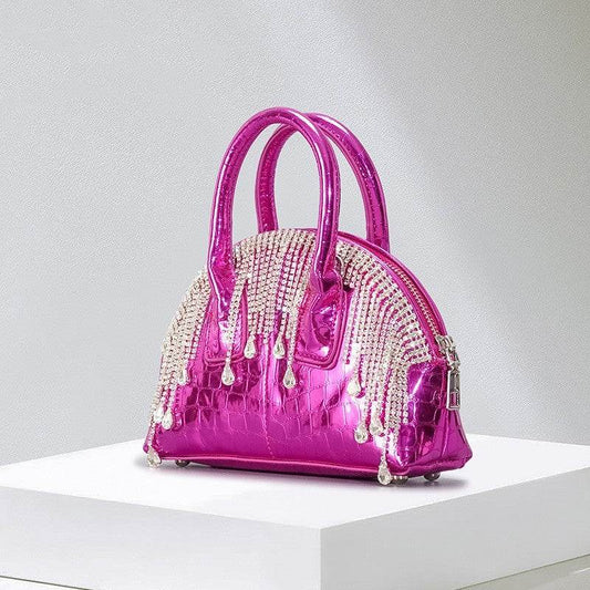 Fashion Shiny Surface Chain Messenger Bag - Stylish Leather Shoulder Bag - Buy Center