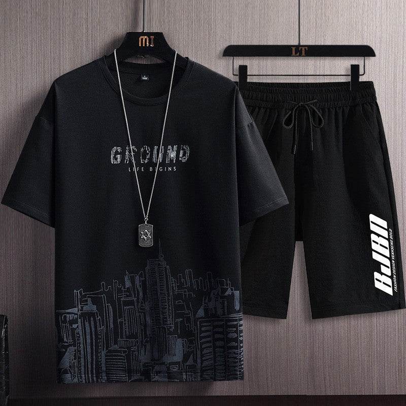 Buycenter Men's Geometric Print Set - Stylish T-Shirt & Shorts Combo - Buy Center