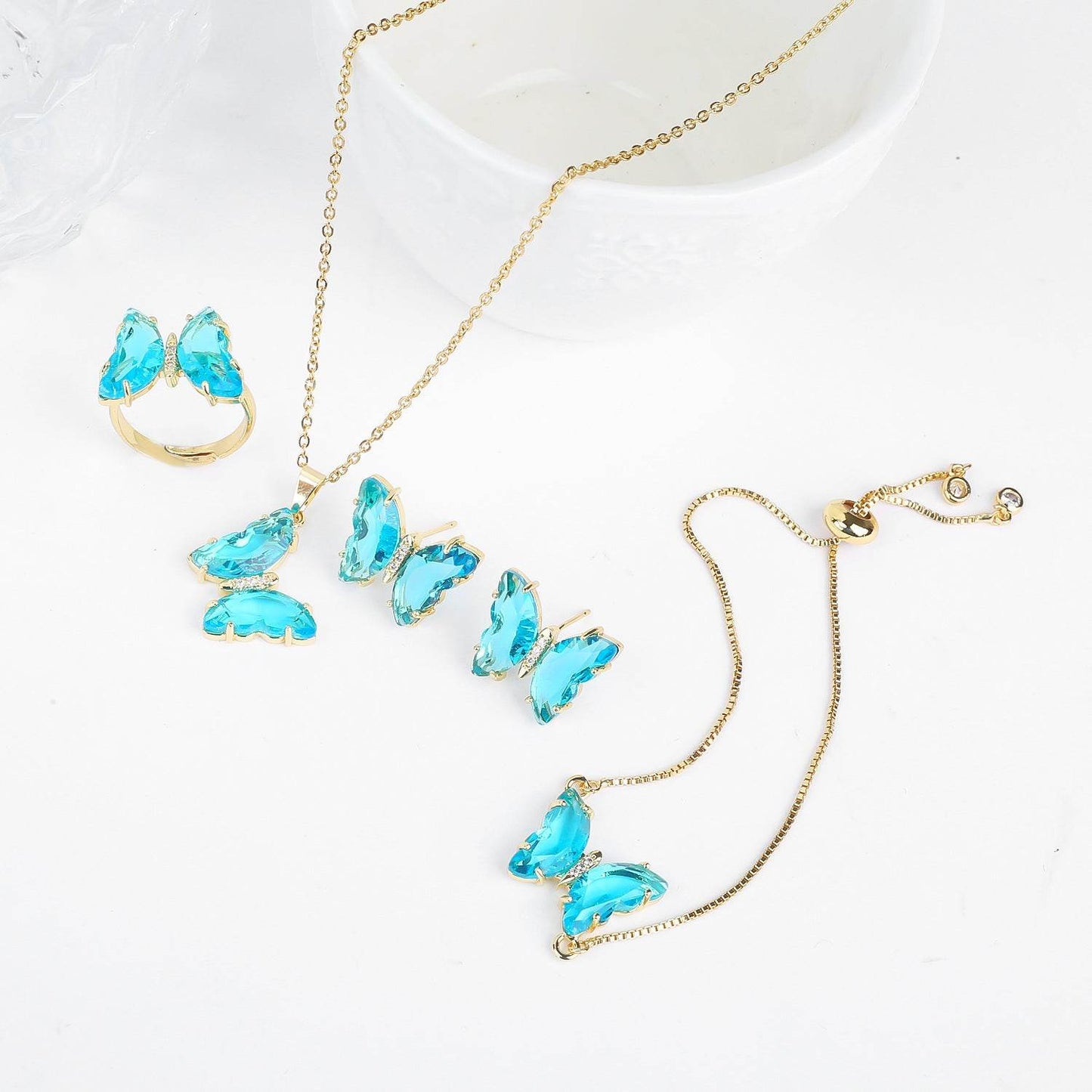 Buycenter Lucky Crystal Butterfly Jewelry Set - Necklace, Earrings & More - Buy Center