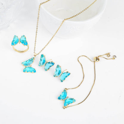 Buycenter Lucky Crystal Butterfly Jewelry Set - Necklace, Earrings & More - Buy Center