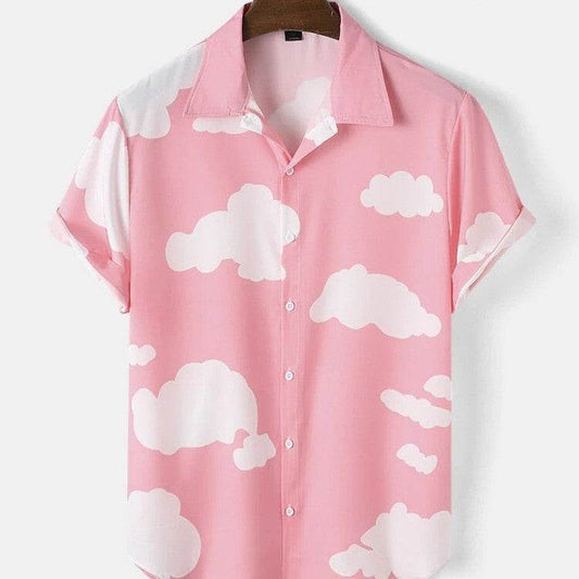 Men's Slim Fit Striped Shirt - Casual Short-Sleeved Multi-Cloud Style - Buy Center
