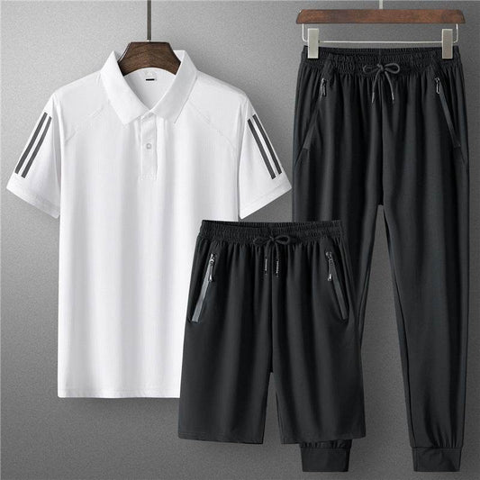 Men's Summer Ice Silk Casual Suit - Comfortable and Breathable Loungewear - Buy Center