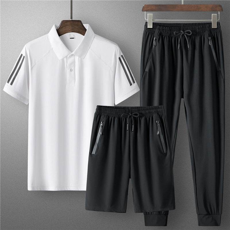 Men's Summer Ice Silk Casual Suit - Comfortable and Breathable Loungewear - Buy Center