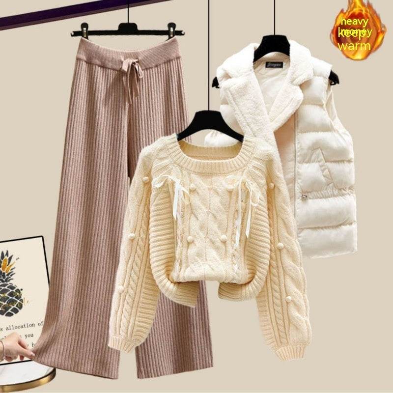 Women's Three-Piece Sweater Vest & Pants Suit - Cozy Urban Style 2025 - Buy Center