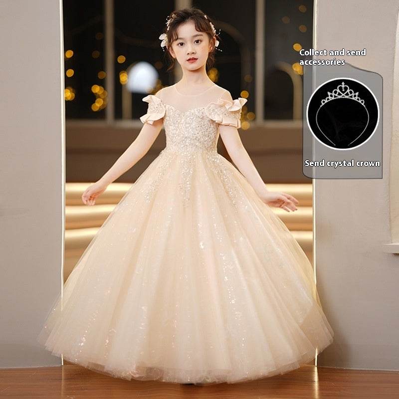Spandex Princess Dress with Tulle Tutu & Crown for Girls - Sizes 110-160cm - Buy Center