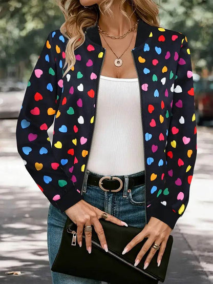 Trendy Colorful Printed Zipper Jacket for Women - Lightweight & Stylish - Buy Center