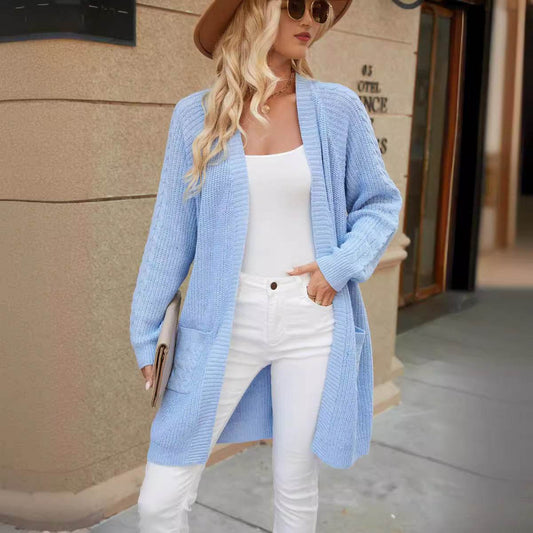 Buycenter Women's Long Knitted Cardigan - Loose Stitching, Multiple Colors - Buy Center