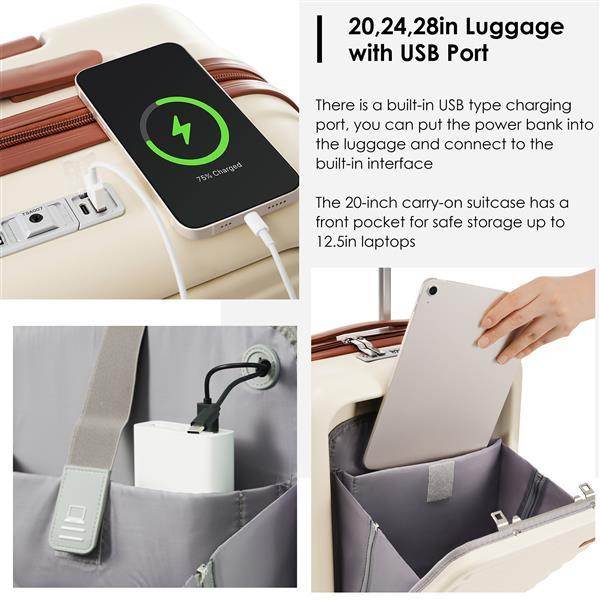 20-Inch Expandable Carry-On Luggage Set - Waterproof Travel Bag Included - Buy Center