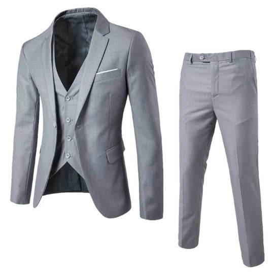 Buycenter Slim-Fit Three-Piece Suit Set - Korean Formal Wear for Winter - Buy Center