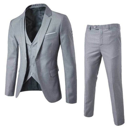 Buycenter Slim-Fit Three-Piece Suit Set - Korean Formal Wear for Winter - Buy Center