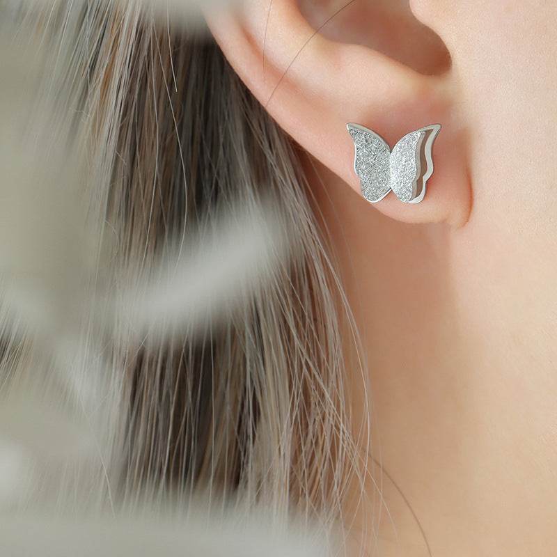 Cute Butterfly Titanium Steel Jewelry Set - Necklace, Earrings & Rings - Buy Center