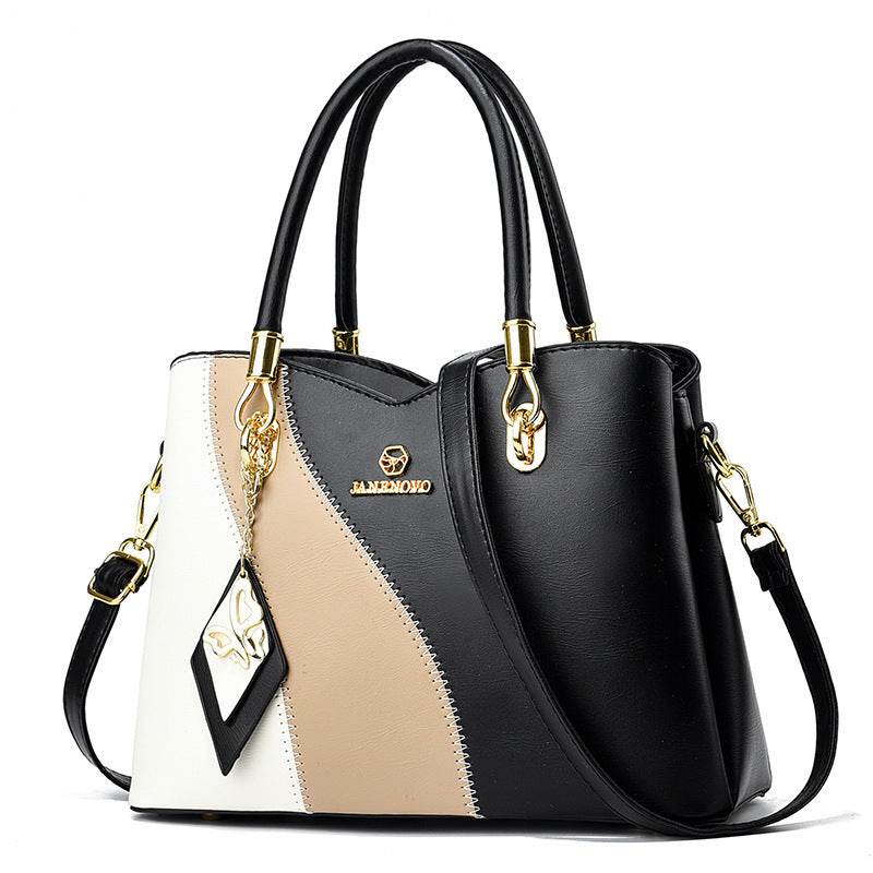 Large Capacity Contrast Color Handbag - Stylish Soft Leather Clutch - Buy Center