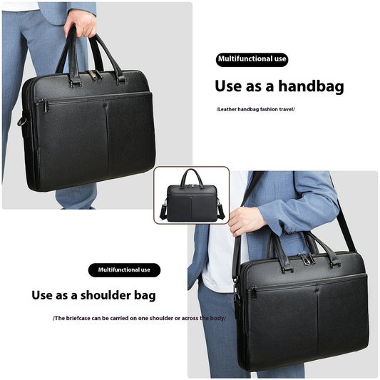 Men's Large Capacity Briefcase - Premium Cowhide 17" Laptop Bag - Buy Center