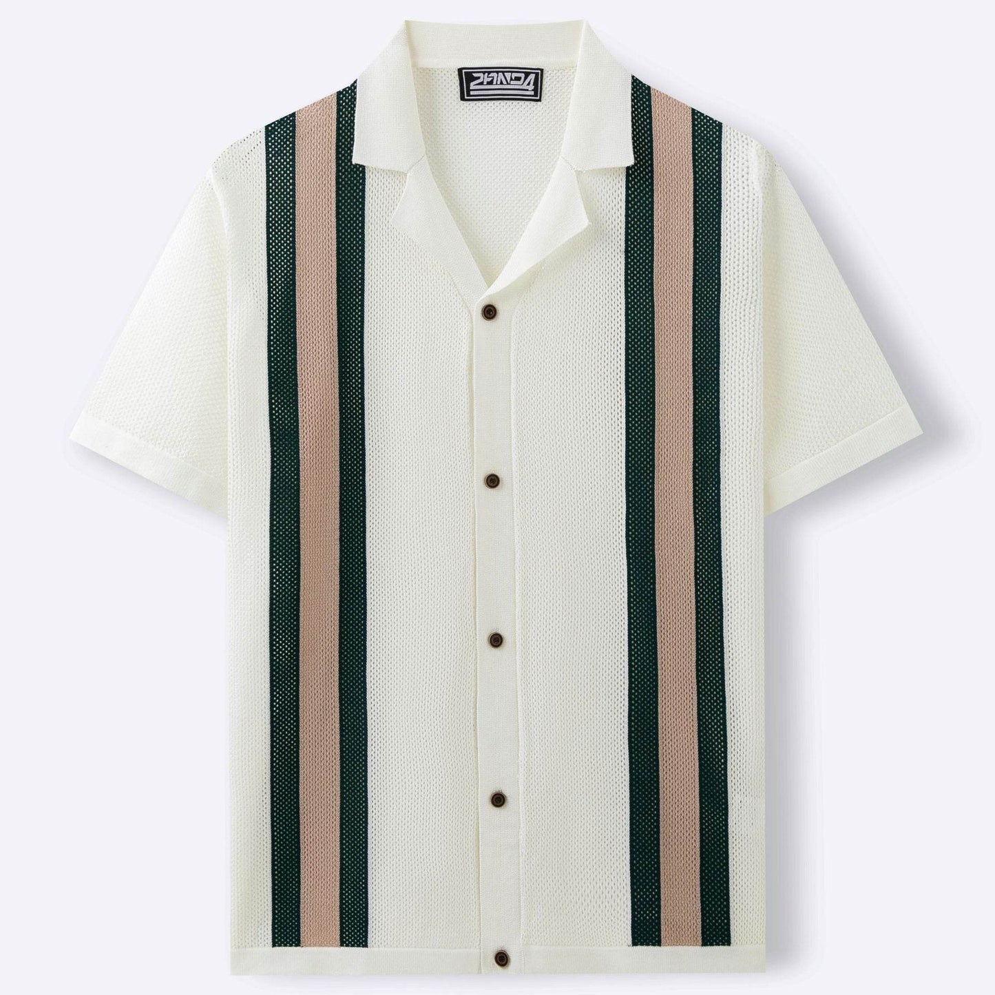Men's Cuban Collar Knitted Cardigan - Casual Short Sleeve Tencel Style - Buy Center