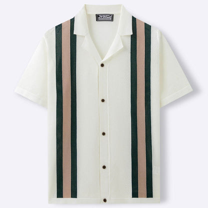 Men's Cuban Collar Knitted Cardigan - Casual Short Sleeve Tencel Style - Buy Center