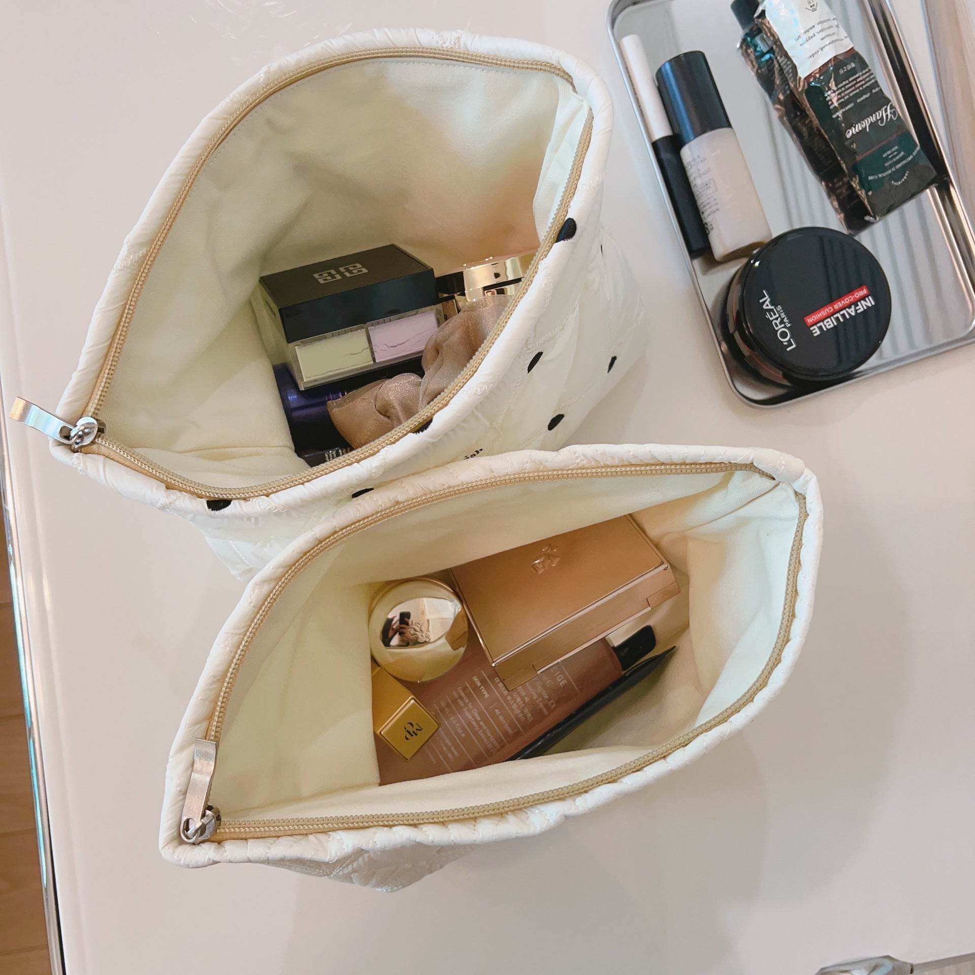 Women's Quilted Handbag - Soft Cotton Cosmetic Bag for Daily Use - Buy Center