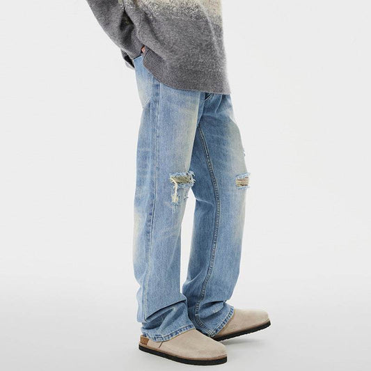 Buycenter Summer Ripped Wide-Leg Pants - Casual Straight Fit for Men - Buy Center