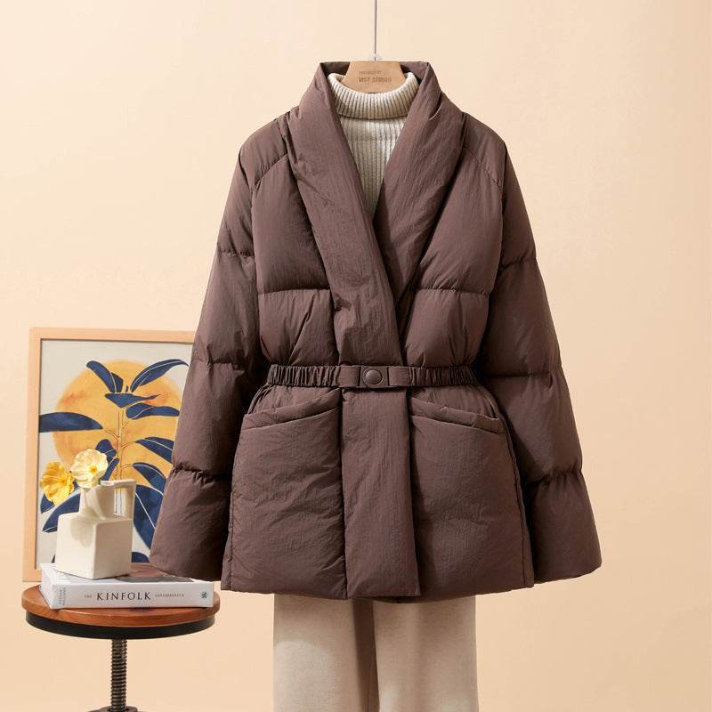 Women's Padded Jacket - Stylish Belted Coat in Classic Colors for 2025 - Buy Center