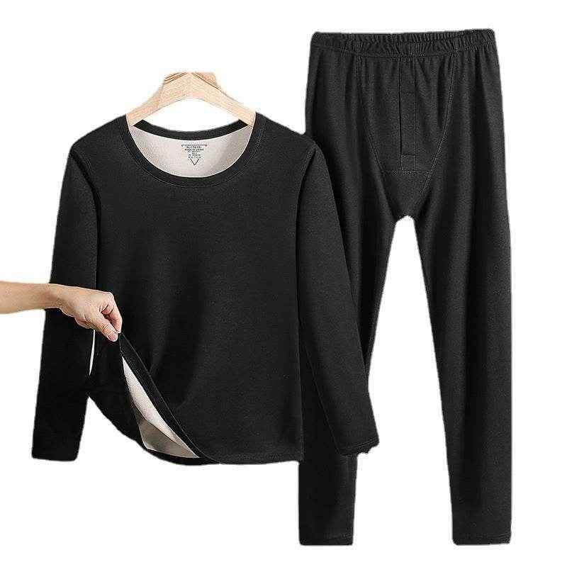 Men's Fleece-Lined Thermal Underwear - Round Neck Long Johns for Winter