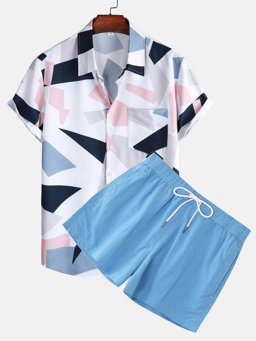 Men's Casual 3D Digital Print Hawaii Suit - Stylish Short Sleeve Shirt & Shorts - Buy Center
