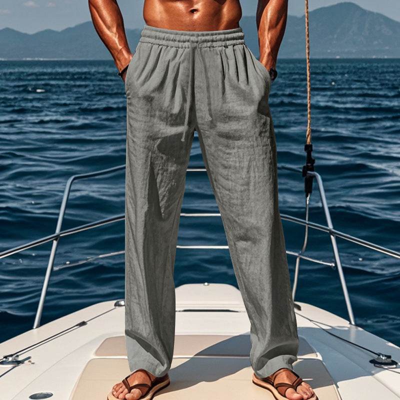 Breathable Cotton Linen Sports Trousers - Loose Fit, Mid Waist Comfort - Buy Center