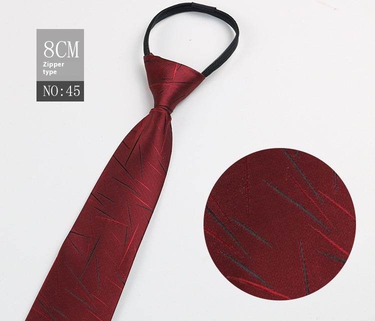 Black Striped Blue Business Tie - Lazy Zip Closure for Easy Wear - Buy Center