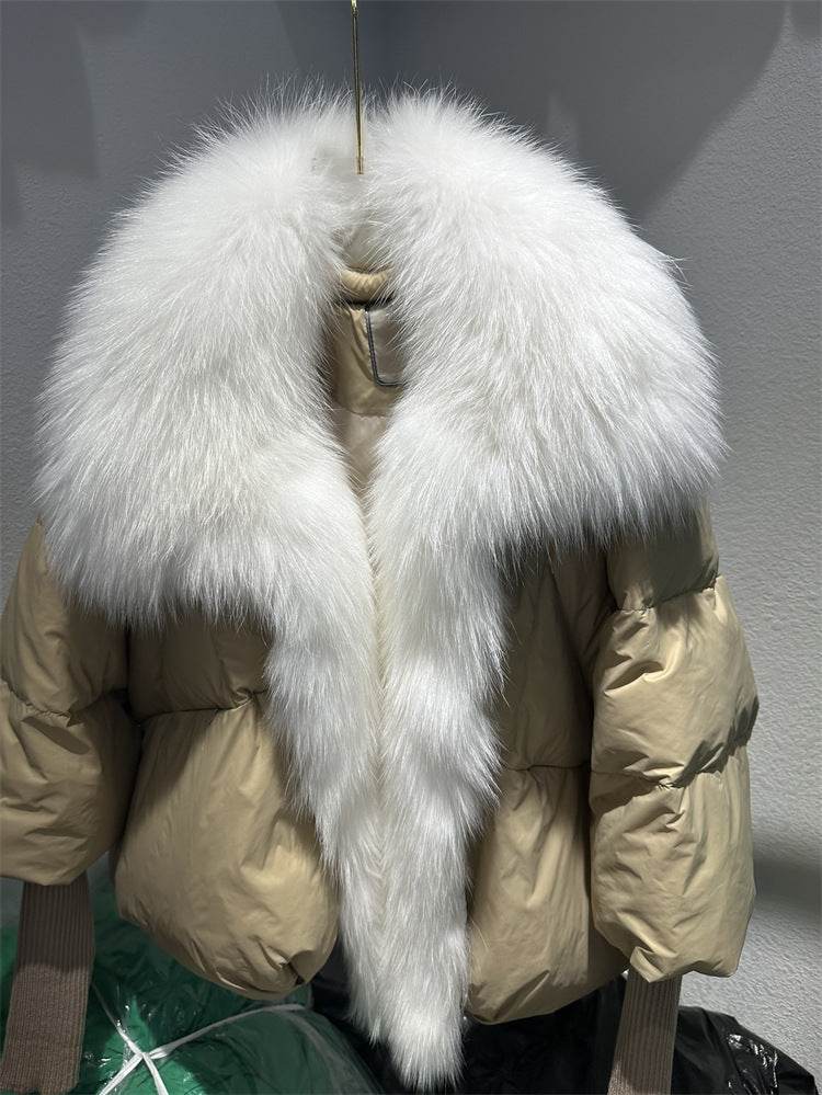 Buycenter Women's White Duck Down Jacket - Temperament Style with Pockets - Buy Center