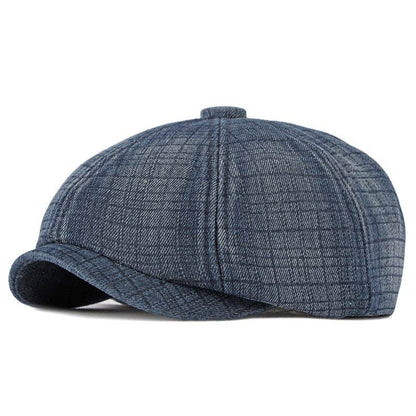 Spring & Autumn Washed Denim Beret - Stylish Octagonal Design for All Seasons - Buy Center