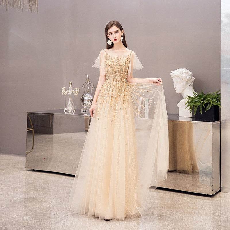 Buycenter Slim Dress for Celebrity Dinner - U-Neck Evening Wear - Buy Center
