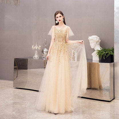 Buycenter Slim Dress for Celebrity Dinner - U-Neck Evening Wear - Buy Center