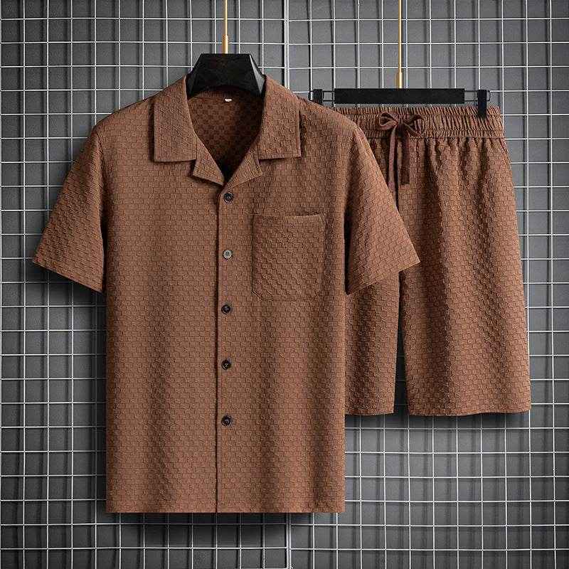 Trendy Lapel Short Sleeve Shorts Suit - Stylish Man Pajama Set for All Occasions