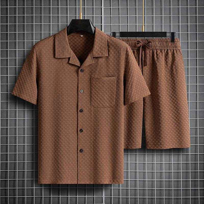 Trendy Lapel Short Sleeve Shorts Suit - Stylish Man Pajama Set for All Occasions